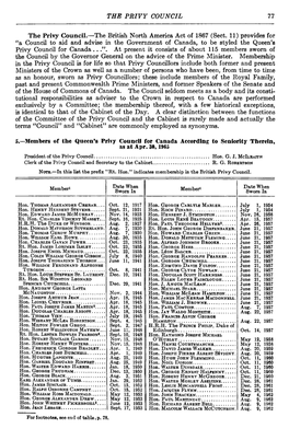 (Sect. 11) Provides for "A Council to Aid and Advise in the Government of Canada, to Be Styled the Queen's Privy Council for Canada