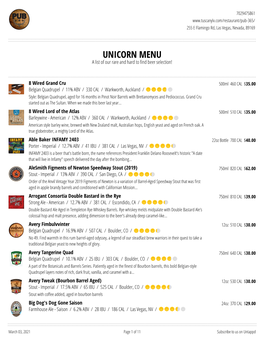 UNICORN MENU a List of Our Rare and Hard to Find Beer Selection!