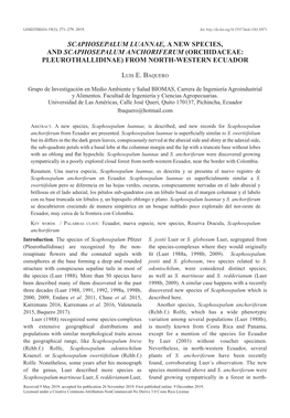 Scaphosepalum Luannae, a New Species, and Scaphosepalum Anchoriferum (Orchidaceae: Pleurothallidinae) from North-Western Ecuador