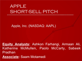 Apple Short-Sell Pitch