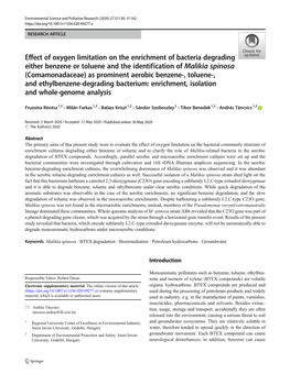 Effect of Oxygen Limitation on the Enrichment of Bacteria Degrading