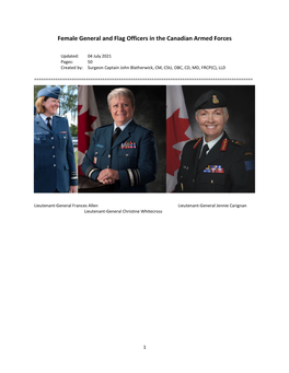 Female General and Flag Officers in the Canadian Armed Forces