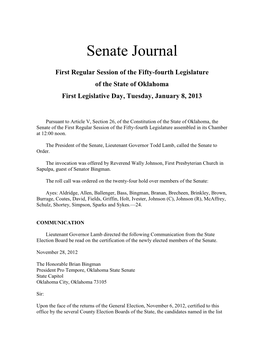 Senate Journal Jan 08, 2013