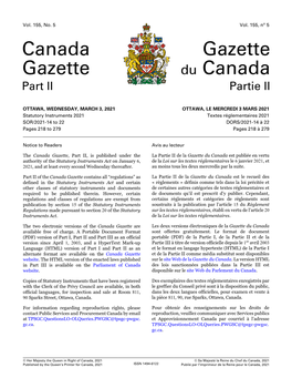 Canada Gazette, Part II