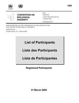 List of Participants