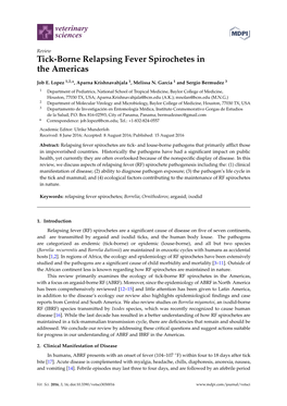 Tick-Borne Relapsing Fever Spirochetes in the Americas