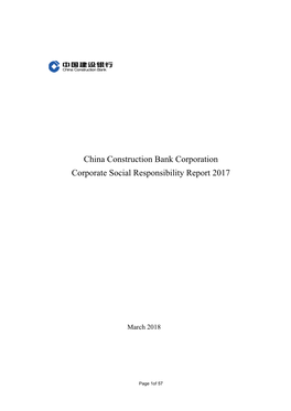 China Construction Bank Corporation Corporate Social Responsibility Report 2017
