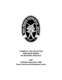 Current and Selected Bibliographies on Benthic Biology