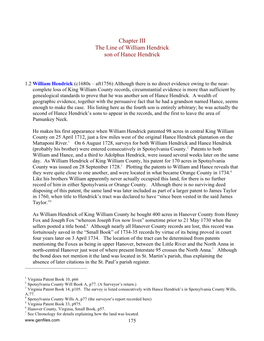 Chapter III the Line of William Hendrick Son of Hance Hendrick