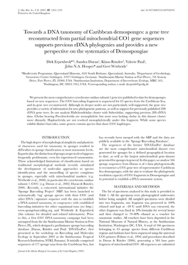 A Gene Tree Reconstructed from Partial Mitochondrial CO1 Gene