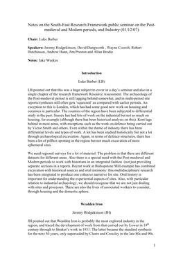 Post-Medieval and Modern Periods to Work with Historians in an Integrated Fashion (Not Just Providing Separate Sections in a Report)