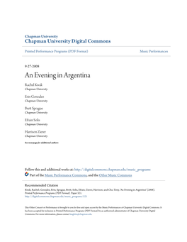 An Evening in Argentina Rachel Kwak Chapman University