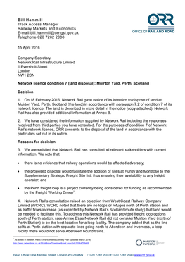 Land Disposal Muirton Yard Perth -Decision Letter