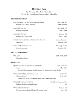 Douglas Cox Resume CV