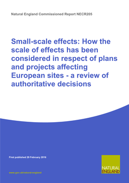 How the Scale of Effects Has Been Considered in Respect of Plans and Projects Affecting European Sites - a Review of Authoritative Decisions