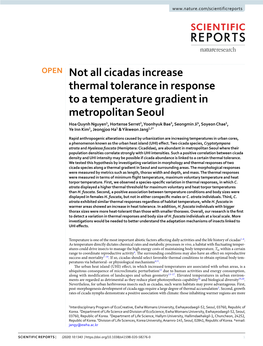 Not All Cicadas Increase Thermal Tolerance in Response to A