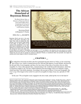 The African Homeland of Boyrereau Brinch, 1810, Ch. 1, Excerpts