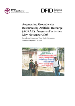 Augmenting Groundwater Resources by Artificial Recharge (AGRAR