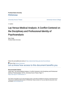 Lay Versus Medical Analysis: a Conflict Centered on the Disciplinary and Professional Identity of Psychoanalysis