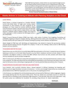 Alaska Airlines Is Cruising at Altitude with Planning Analytics on the Cloud