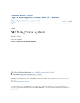 NDOR Regression Equations Branden J