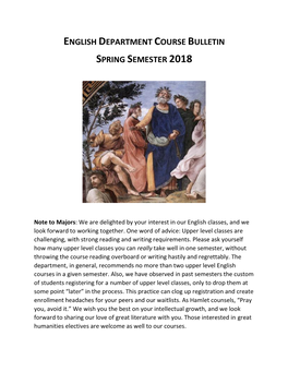 English Department Course Bulletin Spring Semester 2018