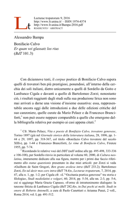 Alessandro Bampa Bonifacio Calvo Er Quan Vei Glassatz Los Rius (Bdt 101.3)