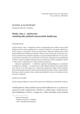 DANIEL KALINOWSKI* Matki, Żony I... Mistrzynie. Autobiografie Polskich