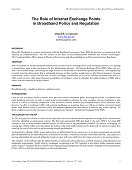 The Role of Internet Exchange Points in Broadband Policy and Regulation