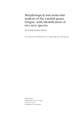 Morphological and Molecular Analysis of the Carabid Genus Oregus, with Identification of Two New Species