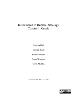 Introduction to Human Osteology Chapter 1: Crania