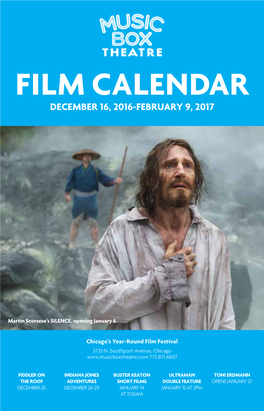 Film Calendar December 16, 2016-February 9, 2017