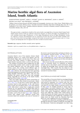 Marine Benthic Algal Flora of Ascension Island, South Atlantic