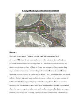 A Study of Monterey County Commuter Conditions Summary