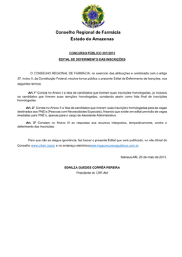 Conselho Regional De Farmácia Estado Do Amazonas