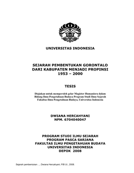 Pembentukan Kabupaten Gorontalo Hingga Menjadi Propinsi Gorontalo Serta Peran Masyarakat Gorontalo Dalam Proses Pembentukan Propinsi Gorontalo