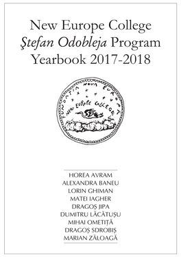 New Europe College Yearbook 2017-2018