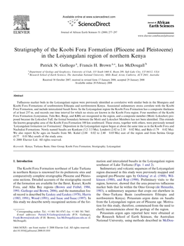 Stratigraphy of the Koobi Fora Formation (Pliocene and Pleistocene) in the Loiyangalani Region of Northern Kenya