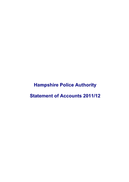 Hampshire Police Authority Statement of Accounts 2011/12