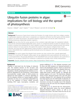 Ubiquitin Fusion Proteins in Algae: Implications for Cell Biology and the Spread of Photosynthesis Shannon J