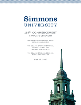 Simmons University Commencement Program for Ifill, COCIS, and CSSPP