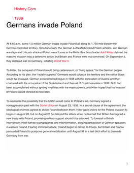 Germans Invade Poland