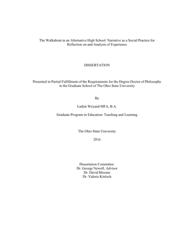 The Walkabout in an Alternative High School: Narrative As a Social Practice for Reflection on and Analysis of Experience