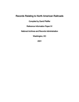 Records Relating to North American Railroads