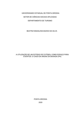 A Utilização De Um Estádio De Futebol Como Espaço Para Eventos: O Caso Da Arena Da Baixada (Pr)