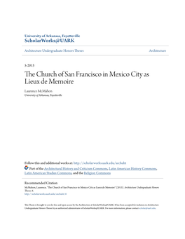 The Church of San Francisco in Mexico City As Lieux De Memoire