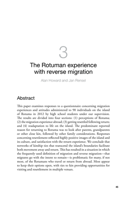 3. the Rotuman Experience with Reverse Migration