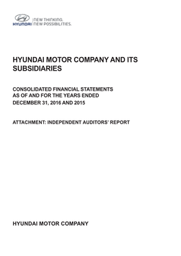 Hyundai Motor Company and Its Subsidiaries