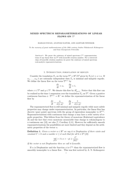 Mixed Spectrum Reparameterizations of Linear Flows on T2