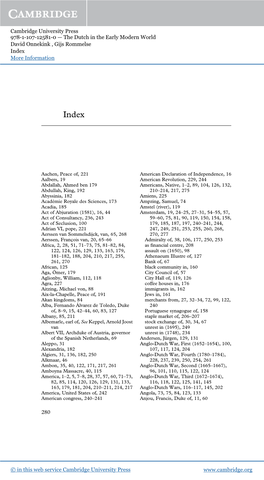 Cambridge University Press 978-1-107-12581-0 — the Dutch in the Early Modern World David Onnekink , Gijs Rommelse Index More Information